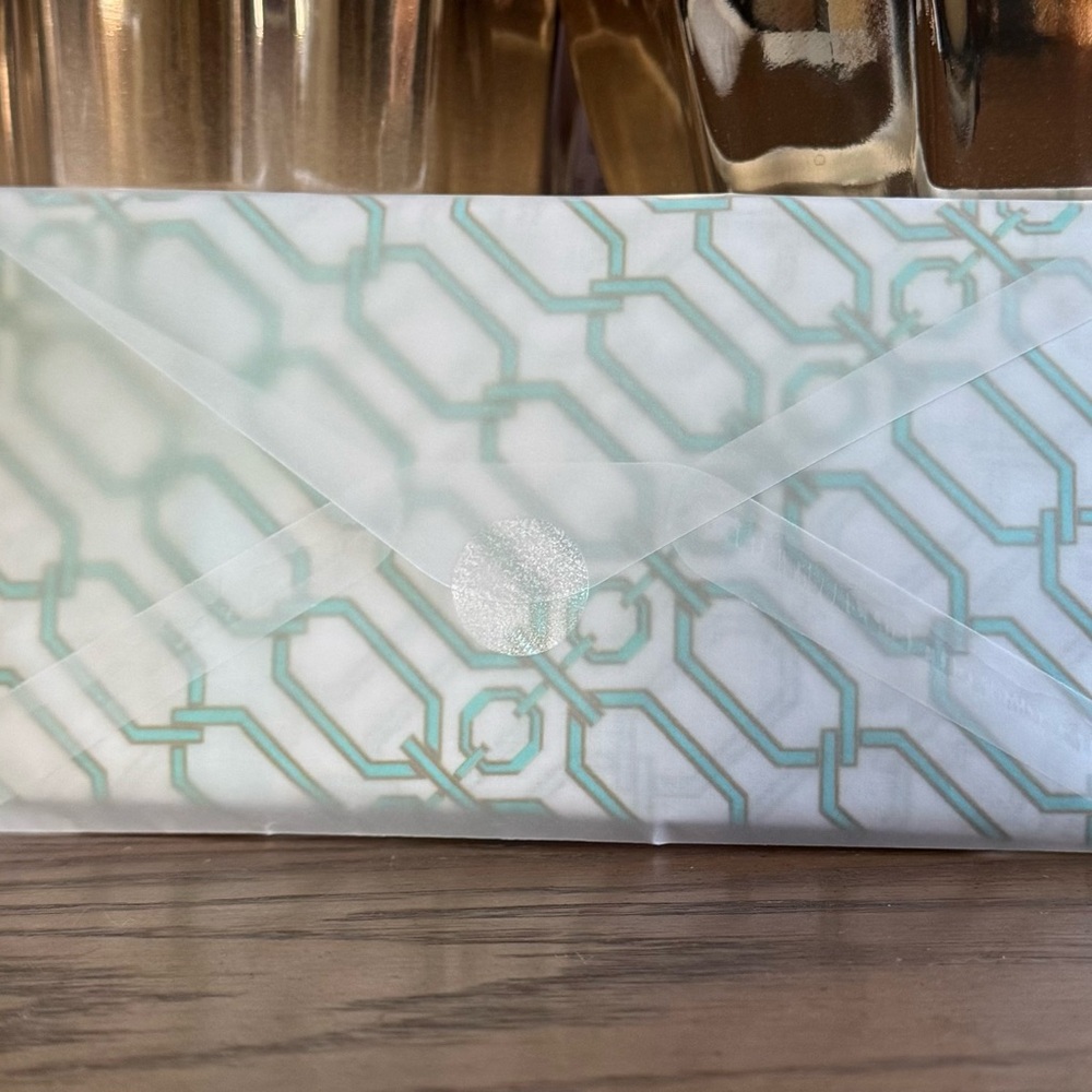 Victoria Beckham ‘97 Portofino Collection Geometric Scarf with Teal Trim NWT - Picture 6 of 6